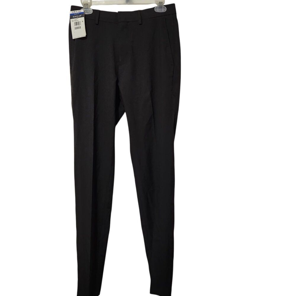 Haggar Dress Pants Mens Size 30x32 Black Slim Fit Smart Wash